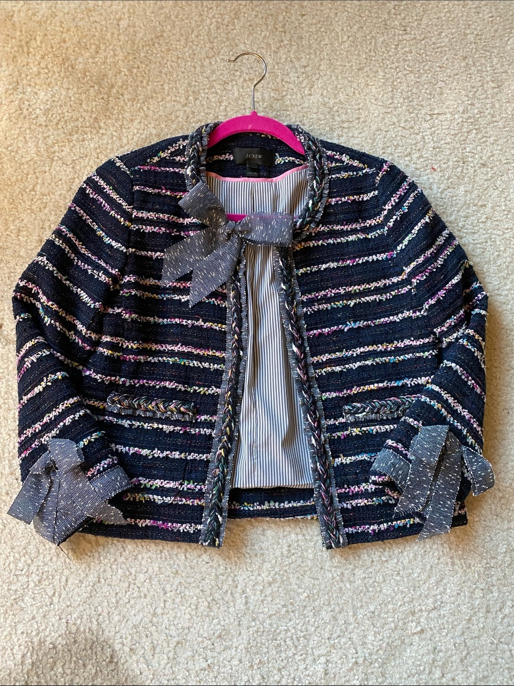 Tweed jacket with bows by J. Crew, size 2P